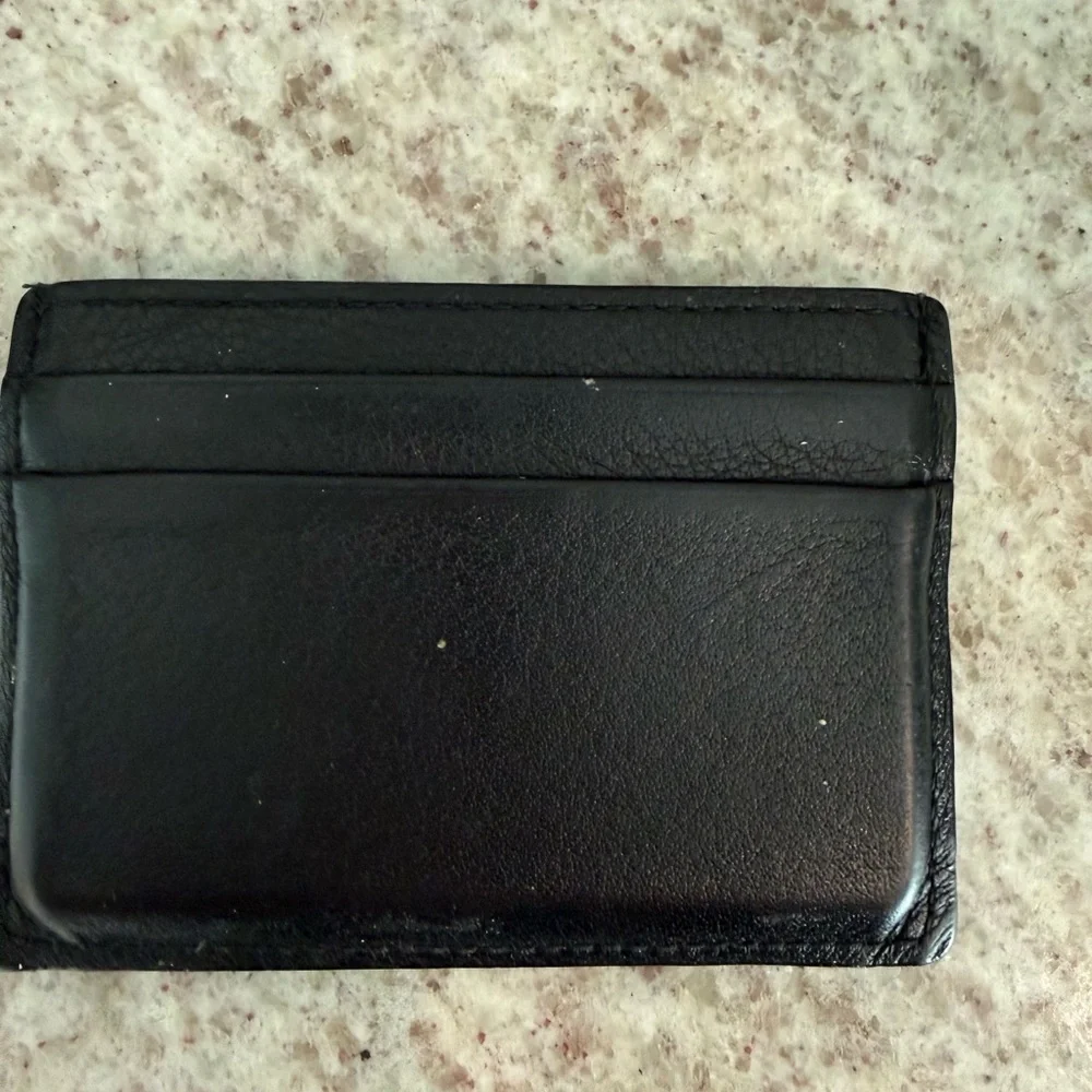 Balenciaga Black Leather Card Holder with Red Logo